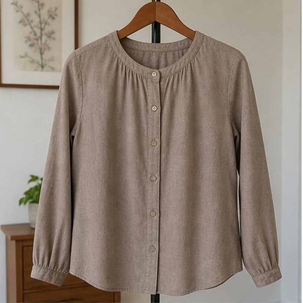 Taupe Ruffle Blouse